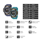 SMAEL Men's Digital Dual Display Watch: Fashion Sports Wristwatch with Silicone Strap, Alarm, Waterproof Military-Style Large Clock