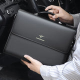 Designer Leather Briefcase for Men, Black Business Tote, A4 Shoulder Crossbody Bag