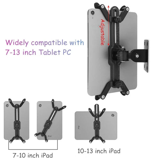 Wall-Mounted Tablet Stand with 360° Screen Rotation, Supports 7-13 inch Tablet PCs, Adjustable Tilt Angle of 90°