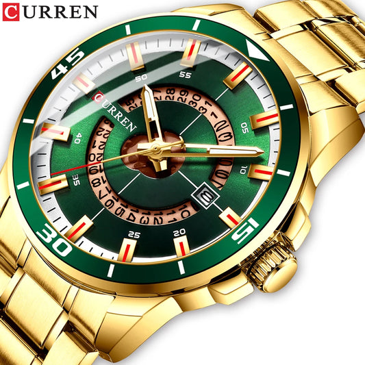 CURREN Men's Watch: Top Brand Stainless Steel, Waterproof, Military Diving Quartz, Relógio Masculino