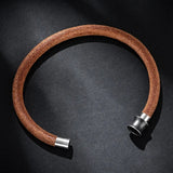 Men's Vintage Cowhide Leather Wristband – Classic Black & Brown Single-Layer Cuff Bracelet | Friendship Jewelry Gift