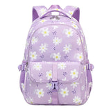 Big school backpacks for girls aged 7 to 10: Purple bag with flowers and lots of pockets, great for middle school