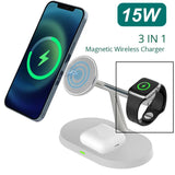 Magnetic Wireless Charging Stand: 15W Charging Station for iPhone 15/14/13/12, iWatch Ultra/8/7/6/5, AirPods 3/2/Pro, Samsung Devices