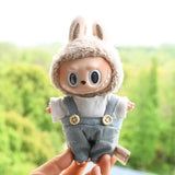 Labubu V1 Doll Clothing Replacement Set – 17cm Vinyl Pendant Outfit with Hat & Overalls for DIY Styling and Fashion Doll Accessories