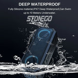 Bluetooth Speaker with Flashing Lights, TWS Stereo Bass, IPX7 Waterproof Rating, FM Radio, 12-Hour Battery Life