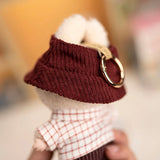 Labubu Doll Plaid Shirt & Stripe Shorts Set – 17cm Plush Fashion Outfit with Hat for Trendy Doll Styling & Cute Accessories Gift