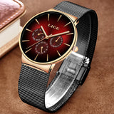 LIGE New Fashion Women's Quartz Watch: Top Brand Luxury, Waterproof Ultra-thin Mesh Steel Wristwatch