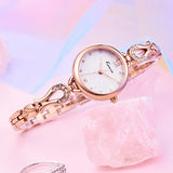 Luxury Rhinestone Bracelet Women's Watch - Fashionable Starry Rose Gold Quartz Timepiece for Female Students