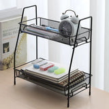 Double Layer Iron Storage Rack: Cosmetic Makeup Organizer, Kitchen Spice Basket, Metal Seasoning Holder, Bathroom Desktop Shelf