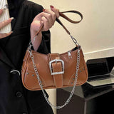 Fashionable Shoulder Bag: Cool Crescent Style, High-Quality with Chain Ornament