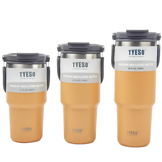 Tyeso Double-Layer Thermal Coffee Cup: Keeps Beverages Hot or Cold, Stainless Steel Double-Drink Car Cup