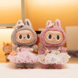 Labubu Idol Doll Wedding Dress – 17cm Rose Butterfly Gown Outfit Accessories for Mini Plush Dolls DIY Gift