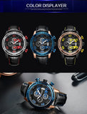 MEGIR Men's Quartz Watch Luxury Sports Chronograph with Leather Strap