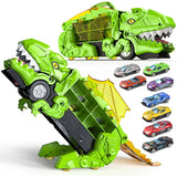 Kids' Dinosaur Cars Carrier Toy: Tyrannosaurus Rex Carrier Truck with Swallowing Vehicle, Monster Race Track Tail—Great Gift