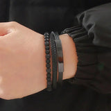 Men's Single Layer Leather Bracelet – New Style with Stainless Steel Buckle | Fashion Jewelry