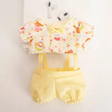 Labubu Doll Yellow Cartoon Outfit Set – 17cm Plush Clothes with Suspender Pants or Dress for Baby Pendant Doll Replacement Styling
