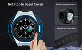 Stainless Steel Case for Samsung Watch 5 Pro 4 - Modification Kit for Galaxy Watch4 Classic 46mm with Rubber Strap