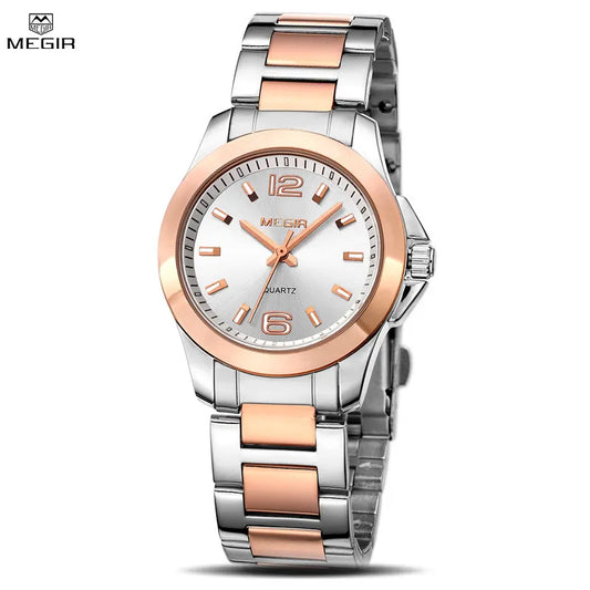 MEGIR Elegant Women's Bracelet Watch with Quartz Movement, Fashionable Brand, and Waterproof Design