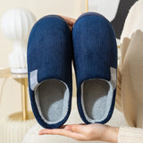 Winter House Cotton Slippers: Warm, Non-Slip Men's Footwear with Thick Platforms, Perfect for Couples