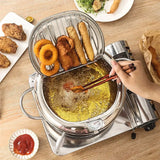 Small Stainless Steel Deep Fryer Pot for Japanese Tempura – Nonstick Frying Pot with Thermometer and Oil Drip Drainer Rack