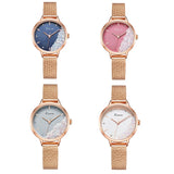 Women's Watch Fashion with Crystal Round Dial - Stainless Steel Mesh Ladies Wristwatch