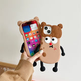 3D Angry Potato Girl Silicone Case for iPhone 11-15 Pro Max, Cute Cartoon Cover