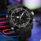 Men’s Military Digital Watch – Large Dial Waterproof Quartz Wristwatch with Dual Display and Silicone Strap