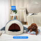 Warm Winter Pet Bed: Semi-Enclosed Shark-Style Nest for Cats and Dogs, Cozy and Popular Mat, Essential Pet Supplies