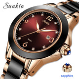 Luxury Ceramic Fashion Watch for Women: Ceramic Bracelet, Date Waterproof, Analog Lady Clock