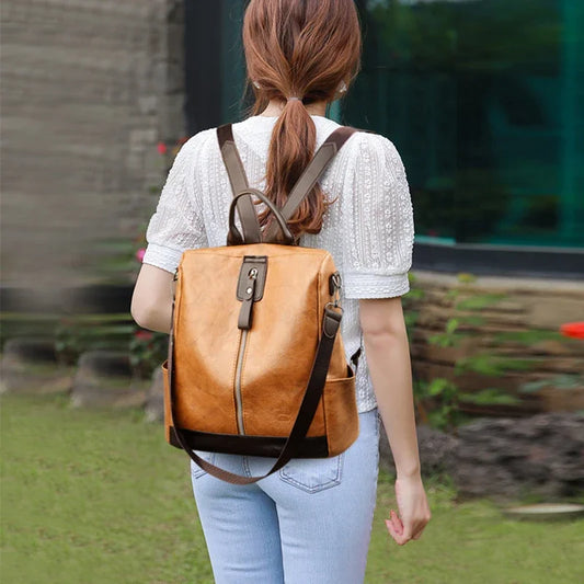 Stylish Anti-theft PU Leather Backpack: High-quality Travel Bag for Women, with Large Capacity and Shoulder Handbag Design