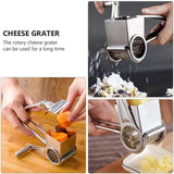 Stainless Steel Rotary Cheese Grater, Manual Handheld Shredder with Drum Blades, Hand Crank Cheese Cutter for Kitchen Use