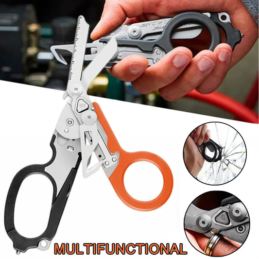 Multifunctional Folding Scissors: Tactical Stainless Steel Scissors for First Aid and Outdoor Activities - Versatile Gadget