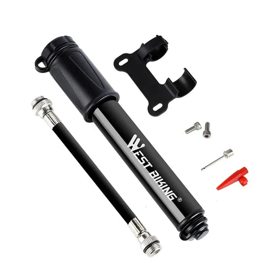 Aluminum Alloy Mini Bike Pump: Hand Air Pump for MTB and Road Cycling, Compatible with Schrader and Presta Valves up to 100Psi