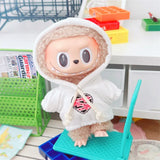Hooded Jumpsuit Poncho Outfit for 17cm Labubu – Cute Mini Plush Doll Clothes & Accessories for Fans and Dress-Up Gifts
