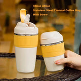 Thermal Mug with Straw: Stainless Steel Tumbler Flask, Ideal for Coffee, Beer, and Cold Drinks, Waterproof Drinkware