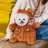 Autumn and Winter Pet Shoulder Bag: Warm, Windproof, Portable Outing Bag with Cute Bear Design, Suitable for Dogs and Cats