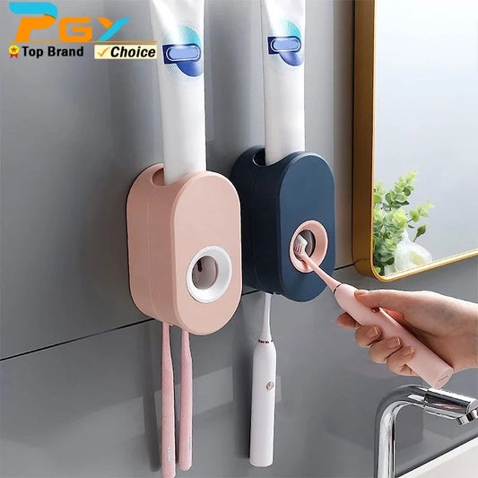 Automatic Toothpaste Dispenser – Punch-Free Wall-Mounted Toothpaste Squeezer & Toothbrush Holder for Kids & Families | Bathroom Accessories