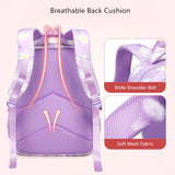 Big school backpacks for girls aged 7 to 10: Purple bag with flowers and lots of pockets, great for middle school