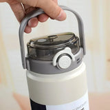 1L Stainless Steel Thermal Bottle: Vacuum Flask with Straw, Ideal for Cold or Hot Drinks on the Go