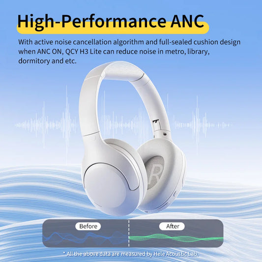 H3 Lite Wireless Headphones: Bluetooth 5.3 ANC Over-Ear Headset with 40mm Drivers for HiFi Sound