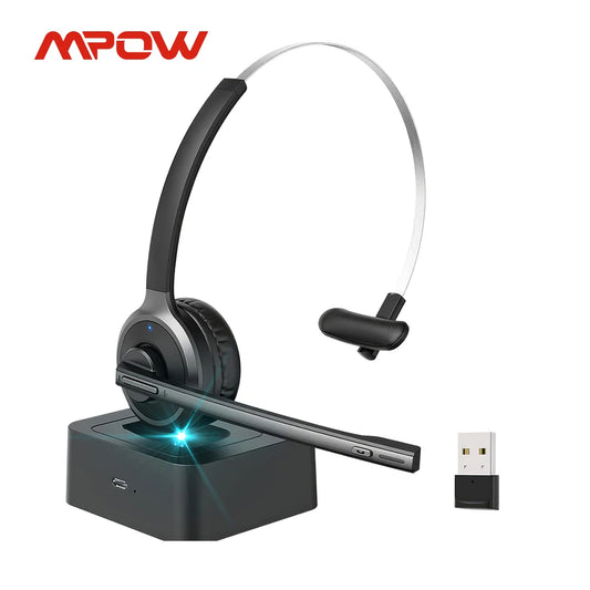 Mpow Bluetooth 5.0 Wireless Headphones with Mic, PC Office Call Center Headset with USB Adapter, 18 Hours Talk Time