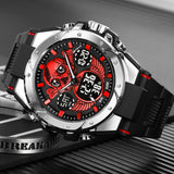 Men's Digital Military Watch - 50M Waterproof Sport Wristwatch with Skull Dial & Dual Display LED Quartz