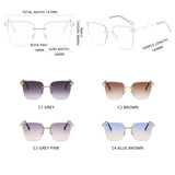 Luxury Big Cat Eye Sunglasses for Women: Oversized Rimless Design, Fashionable Grey Lenses for Driving, UV400 Protection Shades