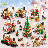 6-in-1 Christmas Building Blocks Set Featuring Santa Claus, Elk, Deer, Snow House, Xmas Tree, Ideal Toy Gift for Children