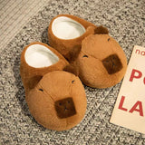 Cute Cartoon Capybara Cotton Slippers: Warm, Non-slip, Breathable, for Couples.