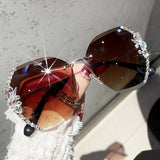 Fancy Vintage Rhinestone Sunglasses for Women: Cool Shades with Tinted Lenses