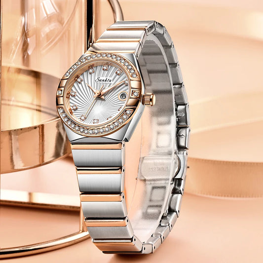 LIGE Luxury Women's Watch: Fashionable Date Waterproof Dress Bracelet, Rose Gold Stainless Steel, Gift Box Included