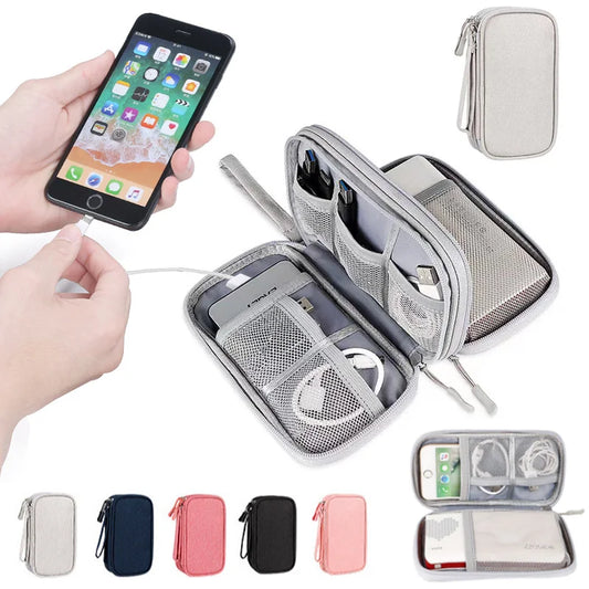 Multi-Pocket Gadget Organizer: Dust-Proof Protective Case for Adapter, External Drive, Power Bank, and Charging Cable