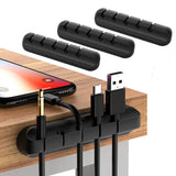 Silicone Cable Holder Clips: Wire Cord Organizer with 5 Holes for Earphone Winding, Suitable for Car and Desktop Management of Mouse, Keyboard, and Other Cords