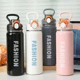 680ml Large Capacity Double-Walled Stainless Steel Vacuum Flask with Straw – Portable Outdoor Sports Travel Thermal Bottle